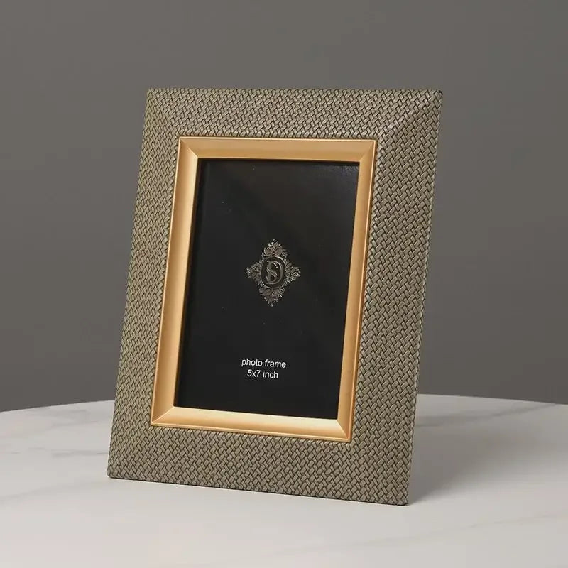 Afralia™ Leather Metal Picture Frame: Luxury Office Study Bedroom Decor & Gift