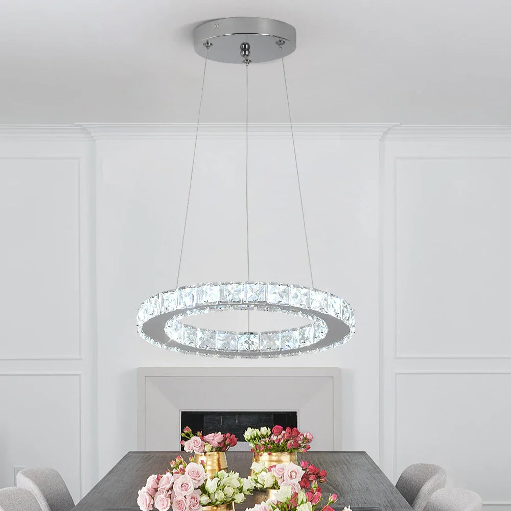 Afralia™ Crystal LED Pendant Chandelier for Home Décor - Modern Art Fixture