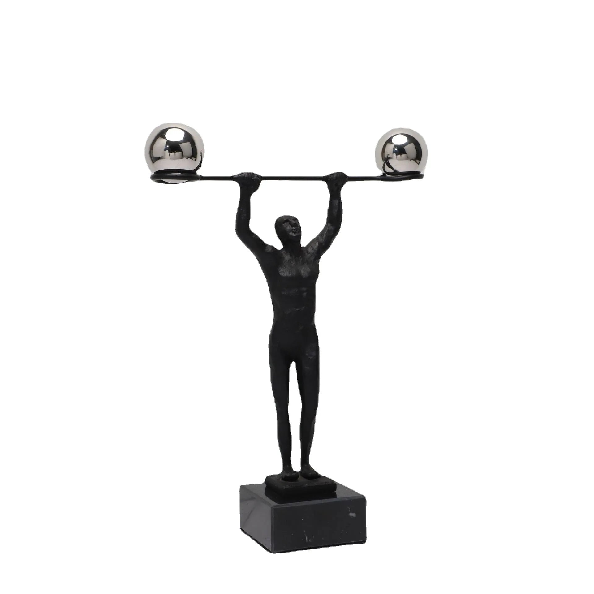 Afralia™ Weightlifter Metal Sculpture: Sporty Portrait Figurine, Home Decoration Accessory