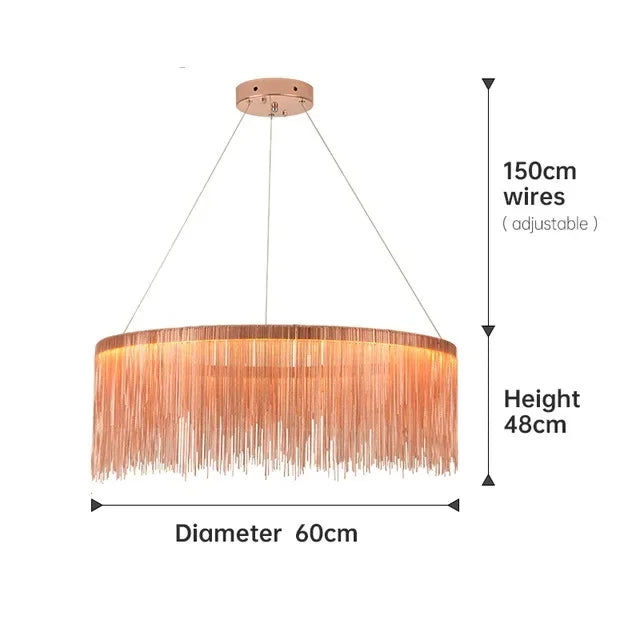 Afralia™ LED Aluminum Tassel Chandelier: Modern Waterfall Pendant Light for Living Room, Hotel, Hall