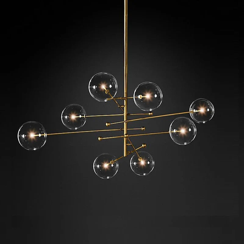 Afralia™ Black Gold Glass LED Chandelier for Living Room Bedroom Restaurant