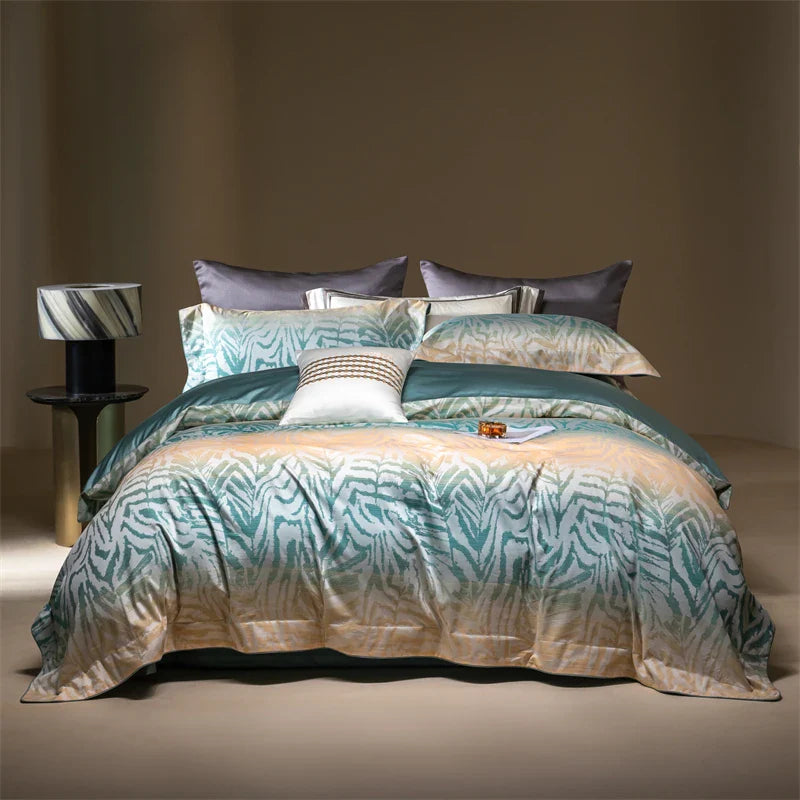 Afralia™ Vintage Luxury Jacquard Egyptian Cotton Bedding Set with Duvet, Sheet and Pillowcase