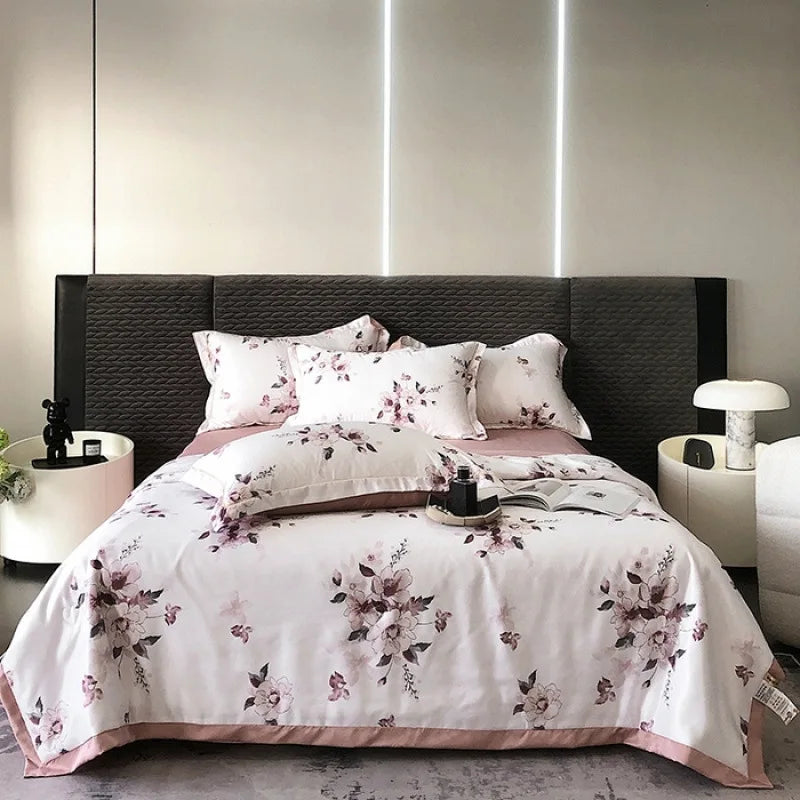 Afralia™ Tie-Dye Floral Satin Blanket Comforter: Super Soft Cooling Quilt for Bedding