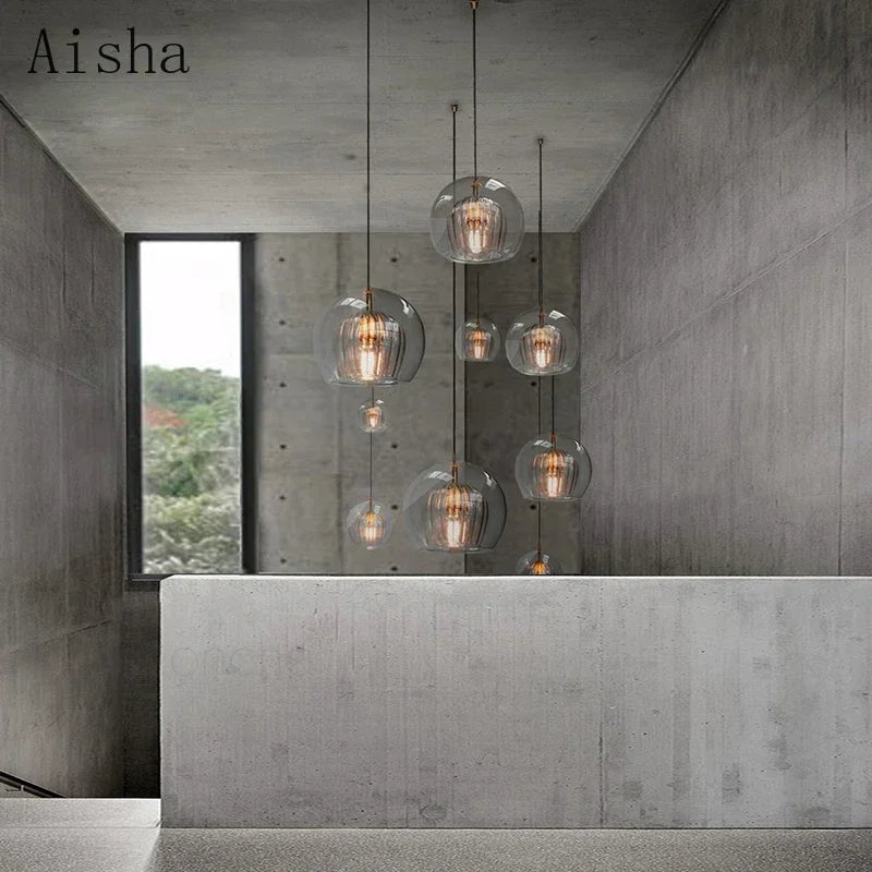 Afralia™ Glass Ball LED Pendant Lights: Modern Nordic Kitchen Hanging Lamp for Home Decor