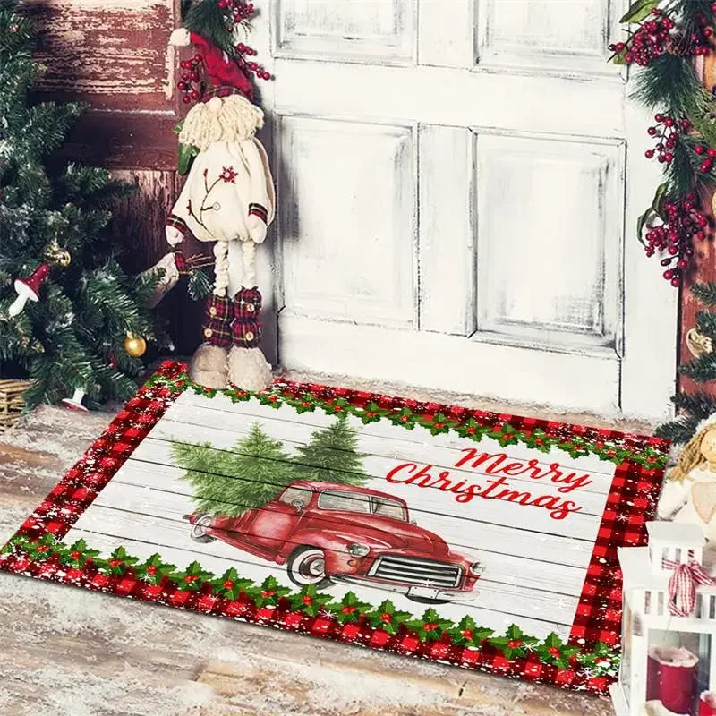 Afralia™ Christmas Snowman Non-slip Floor Mat
