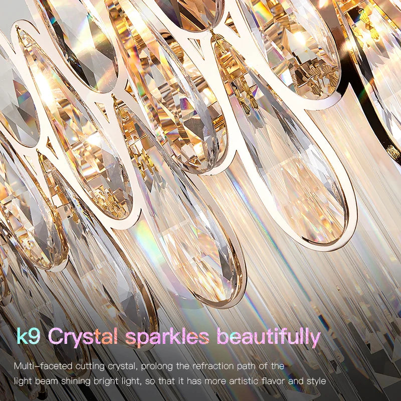 Afralia™ Crystal LED Chandelier | Long Stairway Villa Light | Modern Luxury Post Lamp