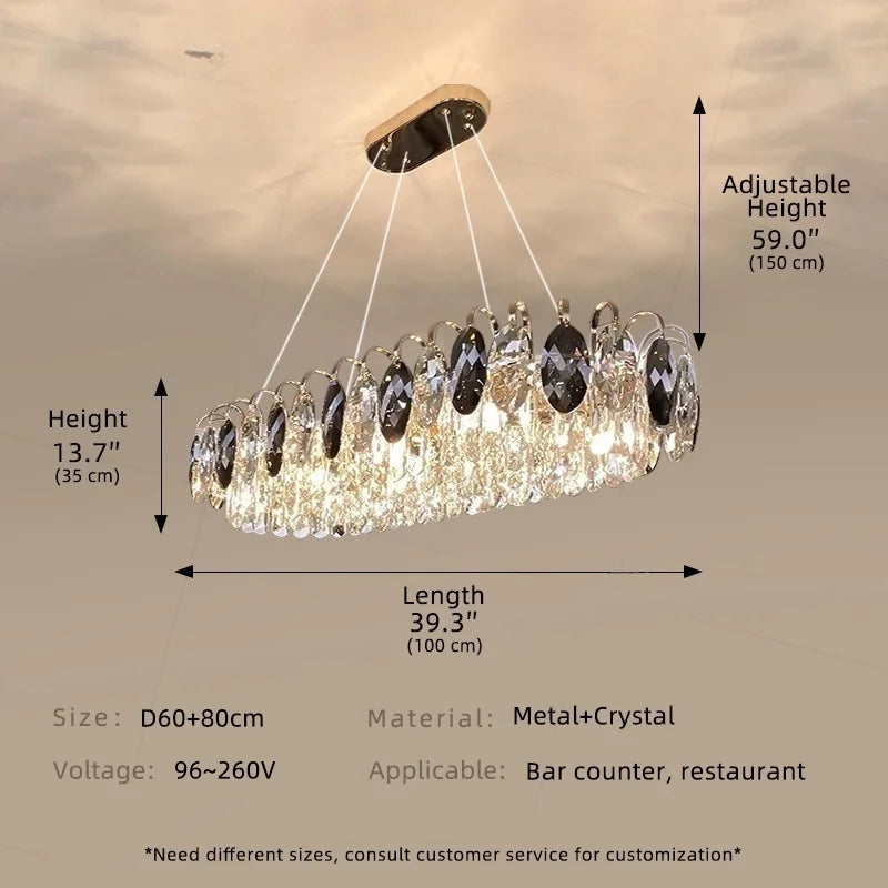 Afralia™ Crystal Chandelier Pendant Light Modern Minimalist Luxury Lighting