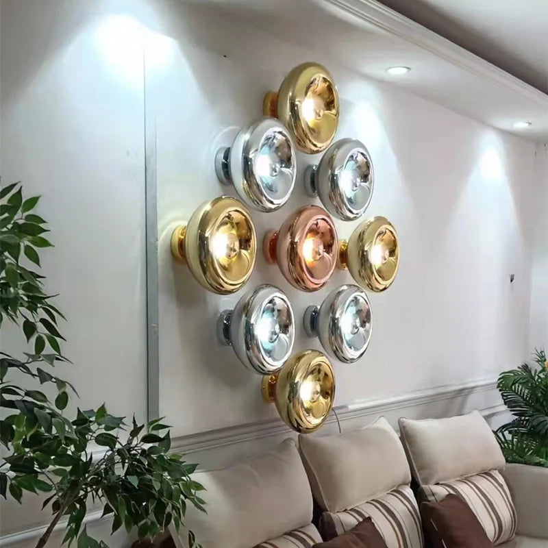 Afralia™ Rose Gold Round Glass LED Wall Sconce for Living Room, Bedroom & Dining Room