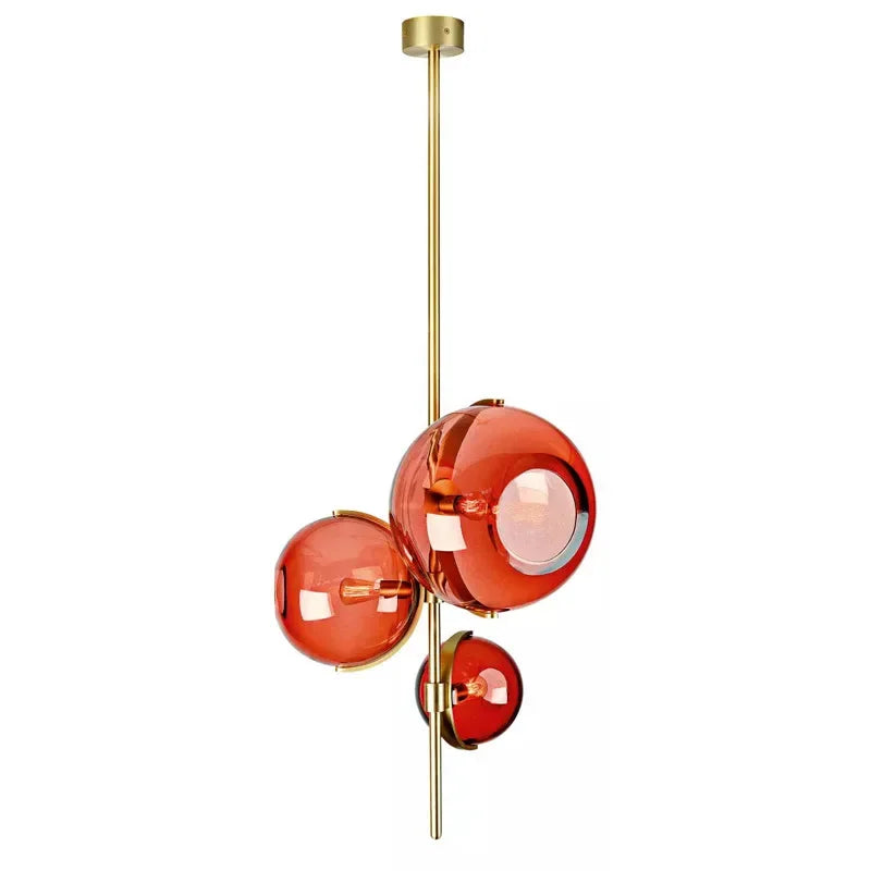 Afralia™ Red Glass Globe Chandelier: Modern Italian Design for Restaurant, Bedroom, or Cafe