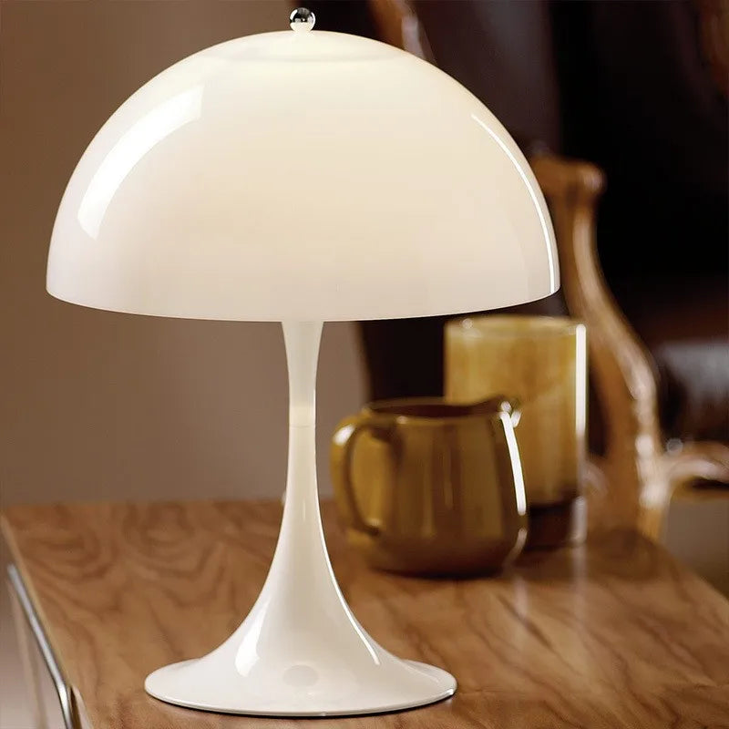 Afralia™ Modern Mushroom Table Lamp Panthella 320 LED Desk Lighting White Bedroom Living Room