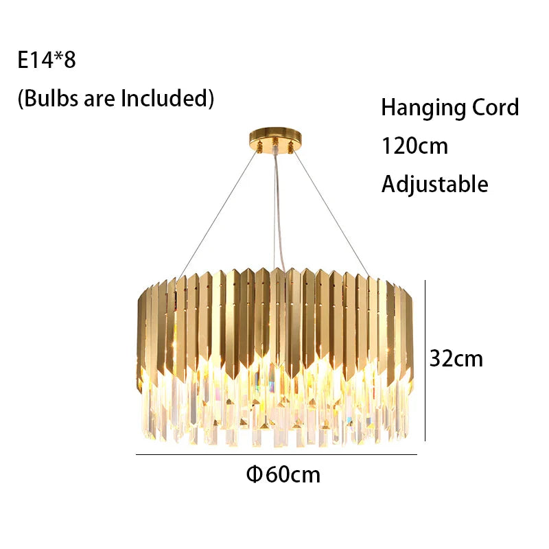 Afralia™ Gold Crystal Ceiling Chandelier for Dining and Living Room Lighting