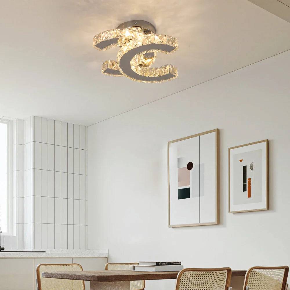 Afralia™ Crystal LED Ceiling Lamps Modern Chandeliers for Home Room Decor