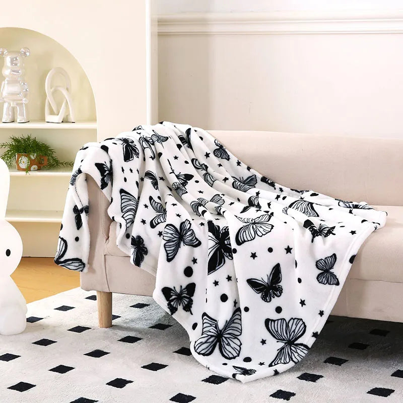 Afralia™ Milk Velvet Printed Blanket: Soft Sofa Cover for Spring & Autumn