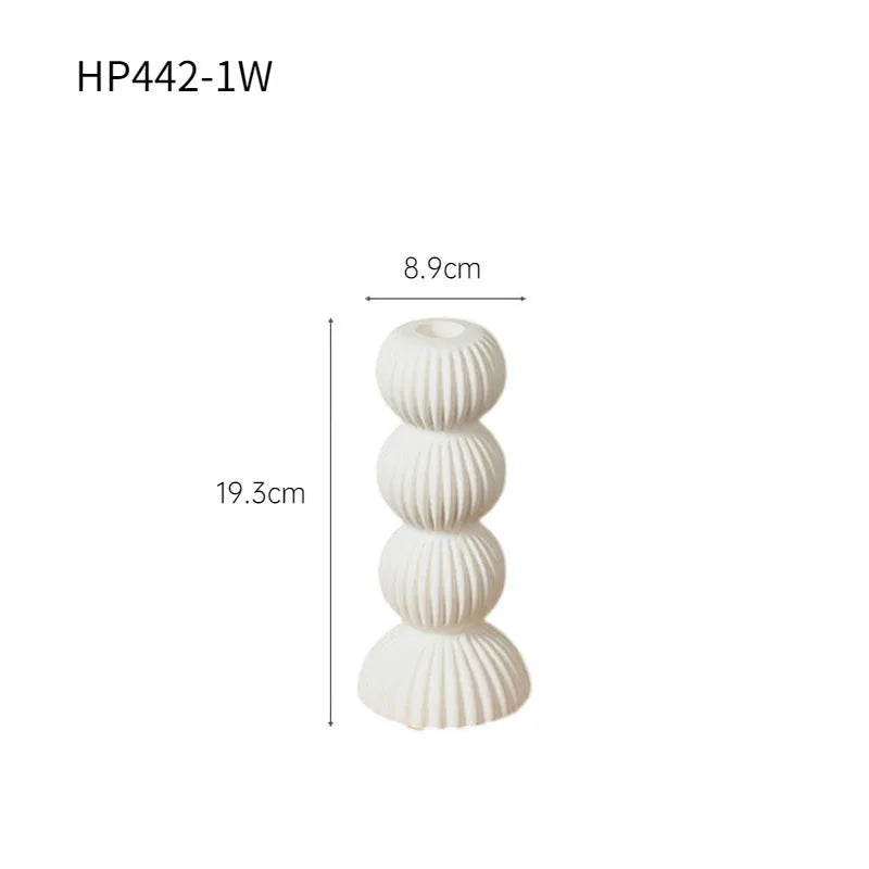 Afralia™ Geometric Ceramic Candle Holder Ornaments Sphere Stripes Decoration Candlestick