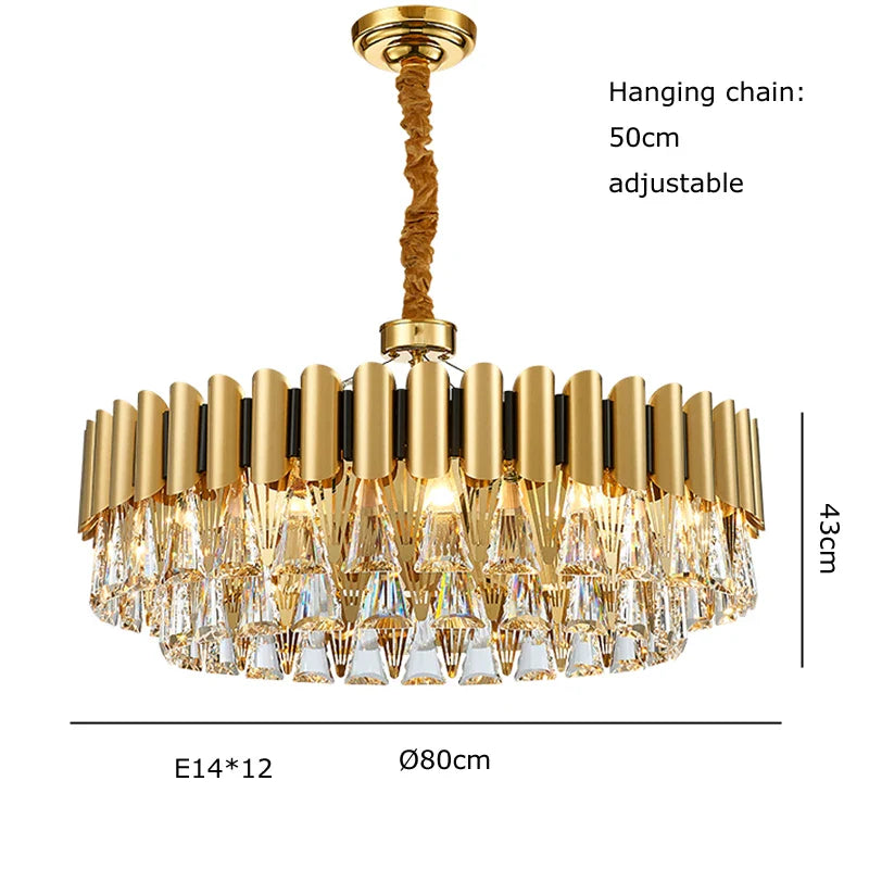 Afralia™ Gold Crystal Chandelier Lights LED Nordic Classic Living Room Lamparas