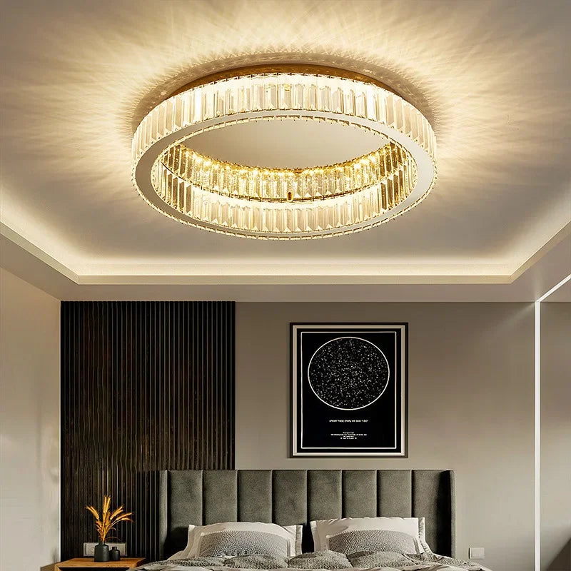 Afralia™ Crystal Circle Chandelier: Modern Nordic LED Ceiling Lamp for Living Room, Bedroom, Study