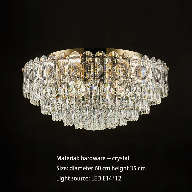 Afralia™ Crystal Ceiling Lamp: Modern Simple Golden Round Light for Living Room, Bedroom, Study