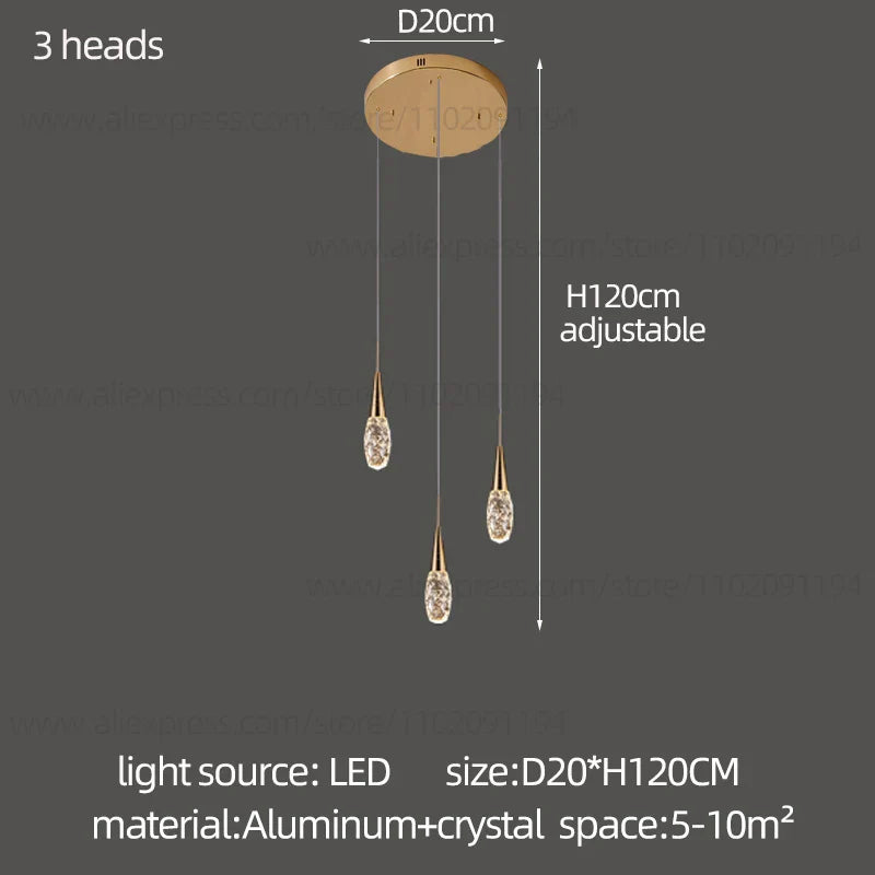 Afralia™ Modern Crystal Chandelier for Villa High Living Room, LED Ceiling Light