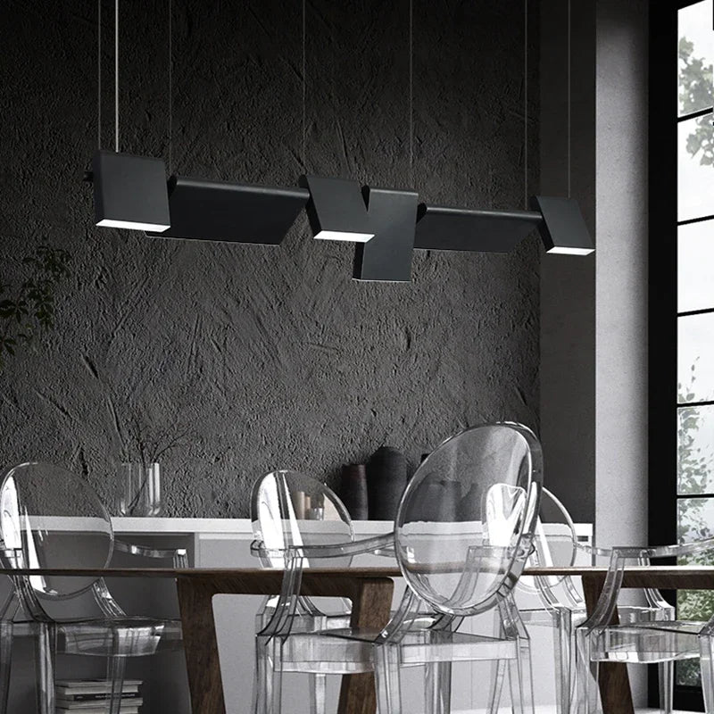 Afralia™ Rotatable Black LED Chandelier: Nordic Design Dining Room Decor Lighting Fixtures