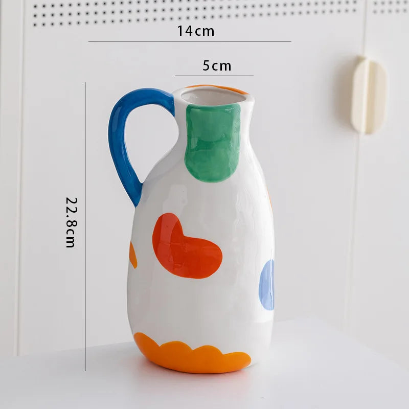 Afralia™ Ceramic Flower Vase Colorful Floral Arrangement Home Decoration Pot