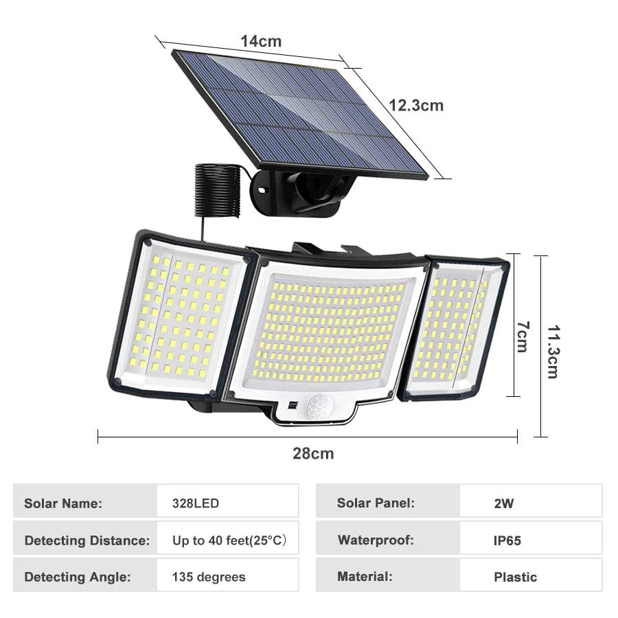 Afralia™ Solar Flood Lights 3 Modes IP65 Waterproof Wall Lamp with Remote Control