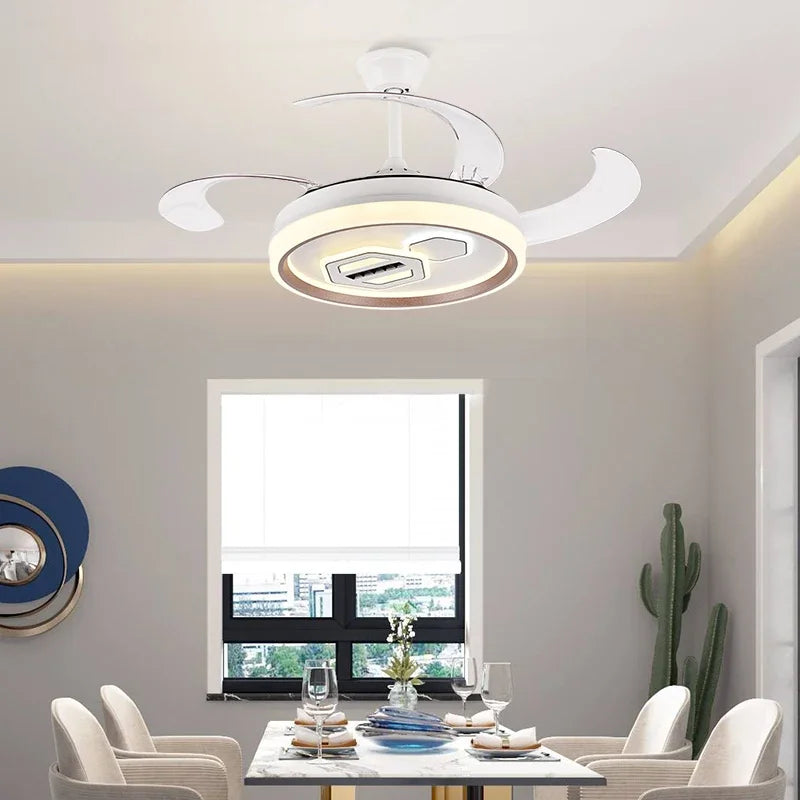 Afralia™ Retractable Blades Ceiling Fan with LED Light and Remote Control