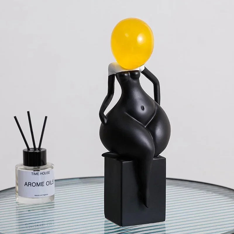 Afralia™ Abstract Art Female Body Decor Figurines Black White Resin Home Decor