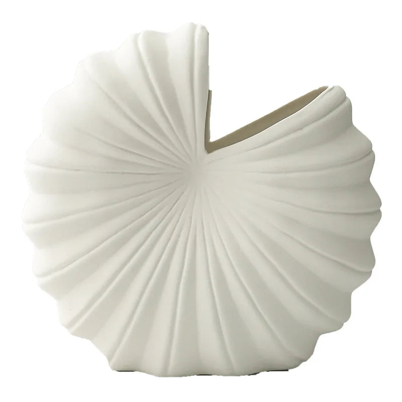 Afralia™ Shell Nautilus Snail Ceramic Vase Semicircle - Home Decor & Flower Arrangement