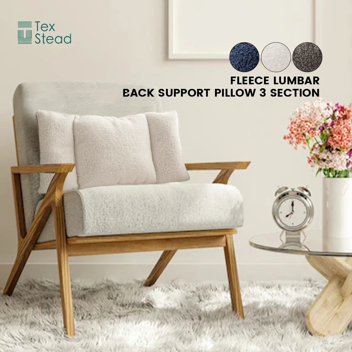 Afralia™ Fleece Lumbar Support Pillow for Office Chair, 3 Section Back Pillow