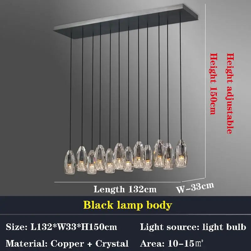 Afralia™ Nordic Crystal Pendant Light: Black, Post-modern, Bar Counter, Copper Chandelier