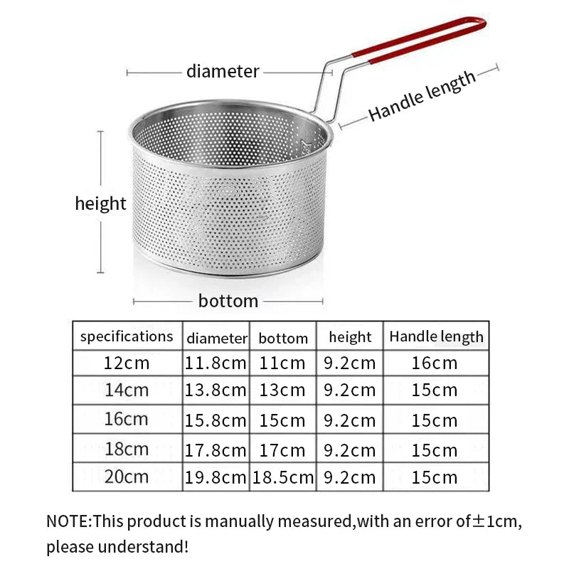 Afralia™ Stainless Steel Fryer Frying Basket French Fries Strainer Colander - Kitchen Tools