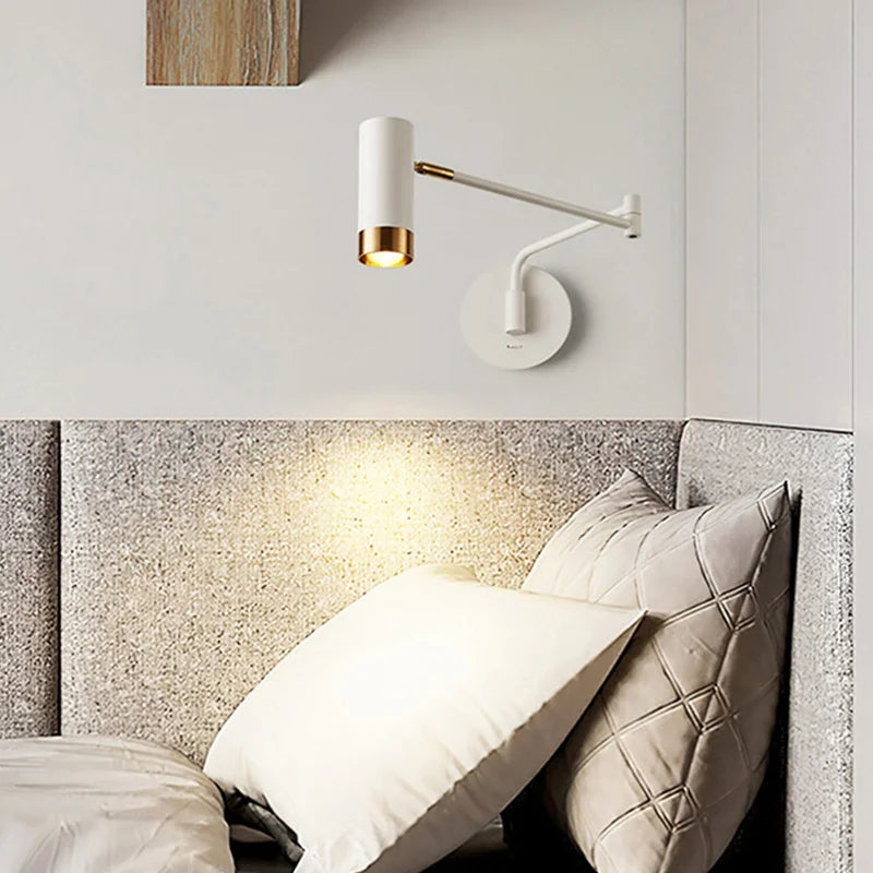 Afralia™ Luxury Modern LED Wall Lamp Swing Arm Sconce for Bedroom Study