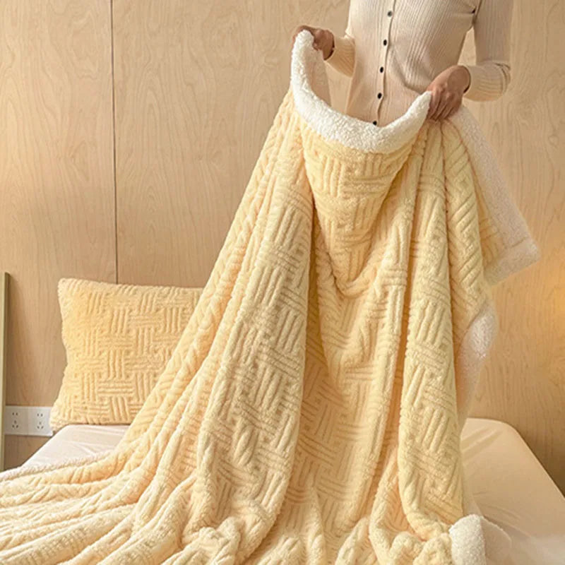 Afralia™ Jacquard Lamb Wool Double-Layer Blanket for Cozy Comfort & Style