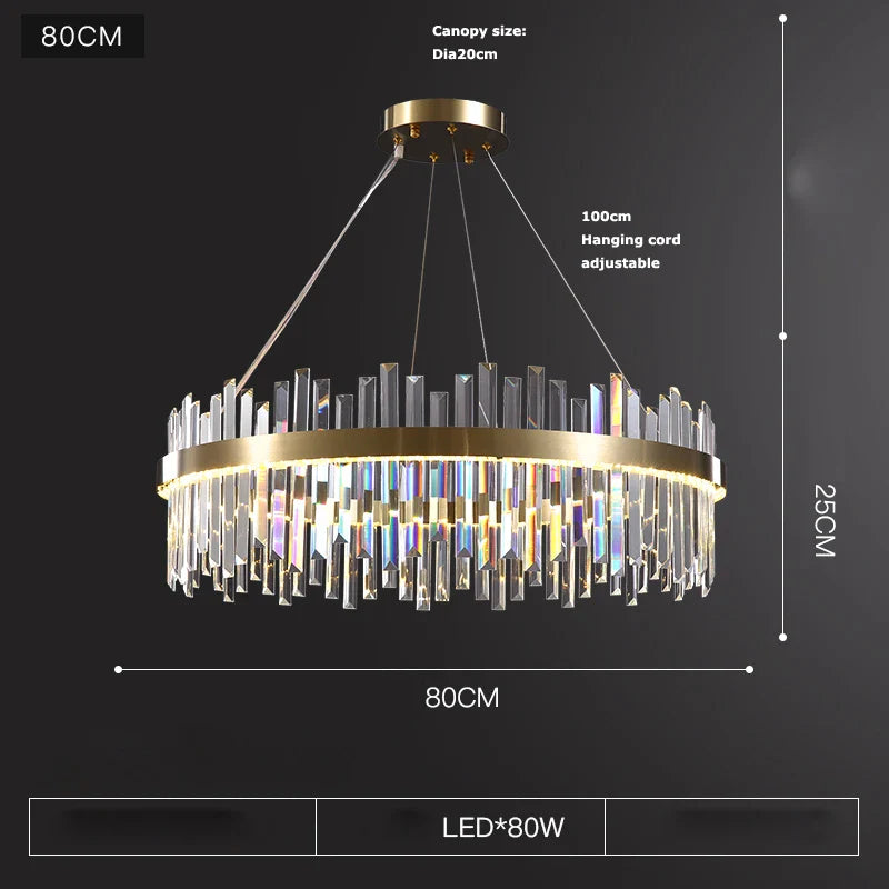 Afralia™ Crystal Chandelier LED Hanging Lamp Gold Silver Postmodern Design