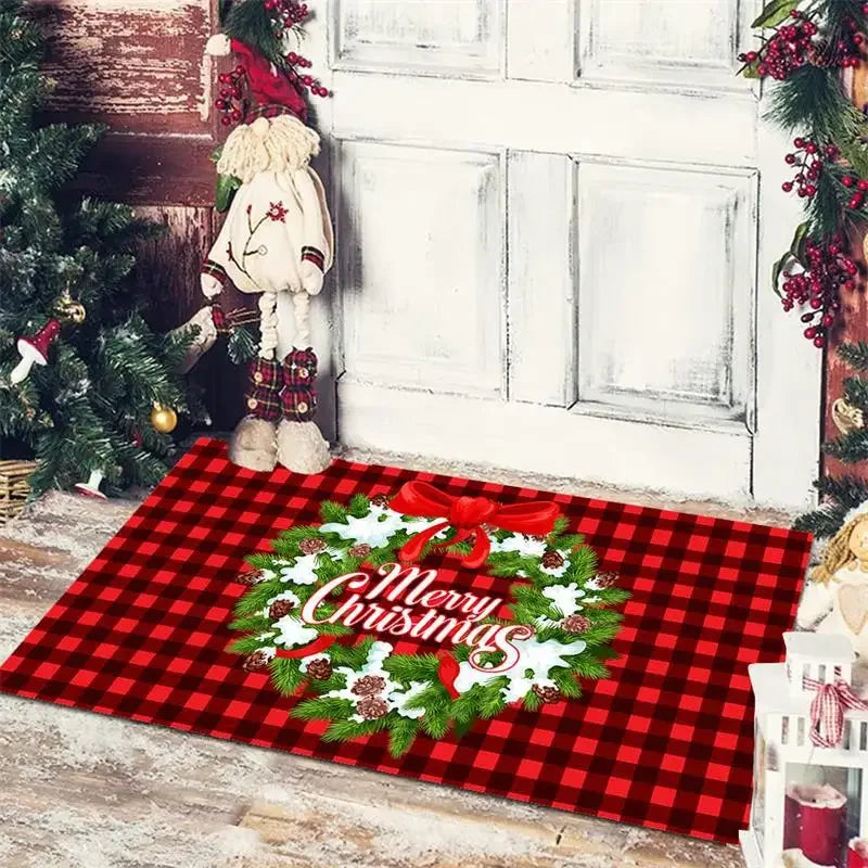 Afralia™ Christmas Snowman Non-slip Floor Mat