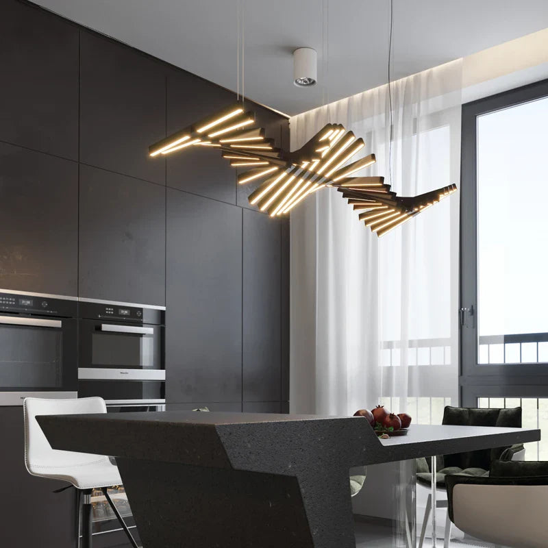 Afralia™ Modern Nordic Fishbone Chandelier for Living Room, Restaurant, and Office