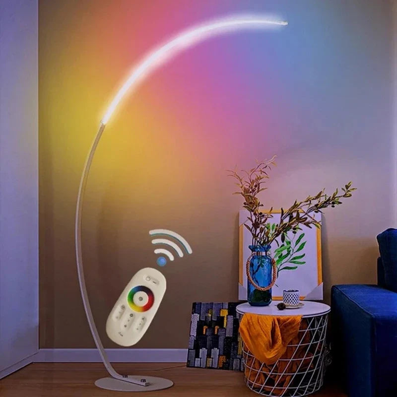 Afralia™ Arc LED Floor Lamp with Remote Control - Nordic Minimalist Design