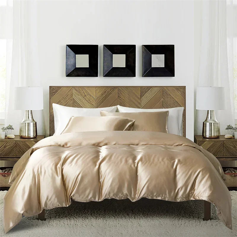Satin King Size Duvet Cover Set by Afralia™ - Soft, Cozy, Skin-friendly Bedding for Queen Bed