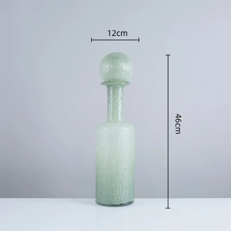 Afralia™ Grey Round Glass Vase Hammer Lid Terrarium Home Decoration