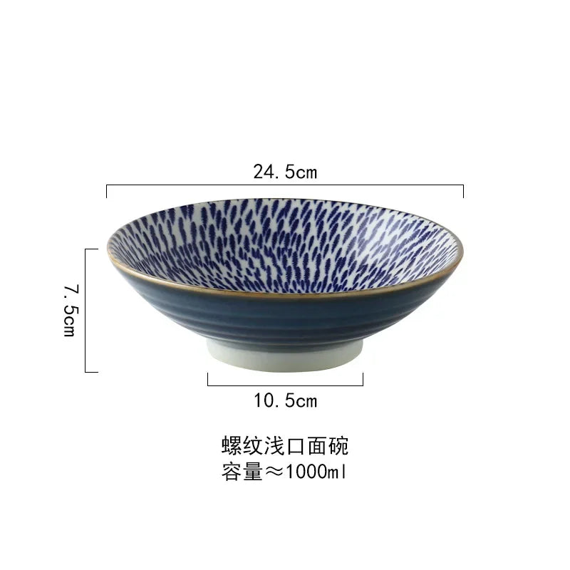 Afralia™ 9.5" Ceramic Japanese Ramen Bowl Large Soup Salad Rice Microwave Dinnerware