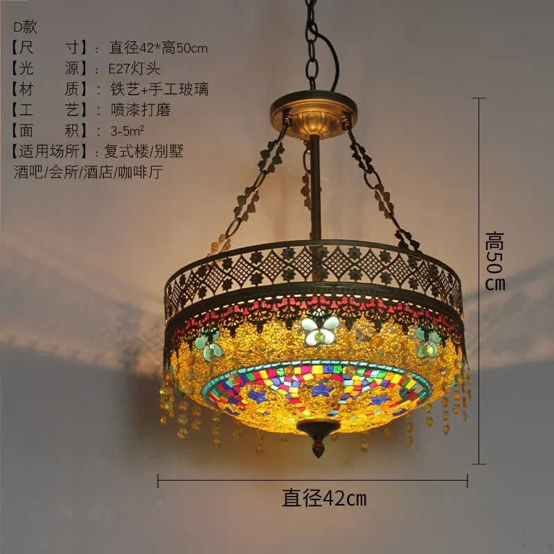 Afralia™ Bohemian Exotic Stained Glass Pendant Lights for Home Decor and Hospitality