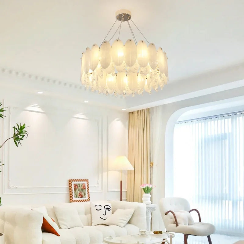 Afralia™ Cream Wind LED Chandelier for Master Bedroom, Living Room & Children's Room