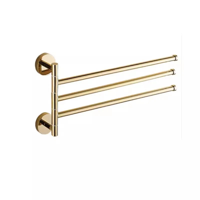 Afralia™ Copper Swivel Towel Bars Wall Mounted Bathroom Towel Holder Rack Gold 32cm