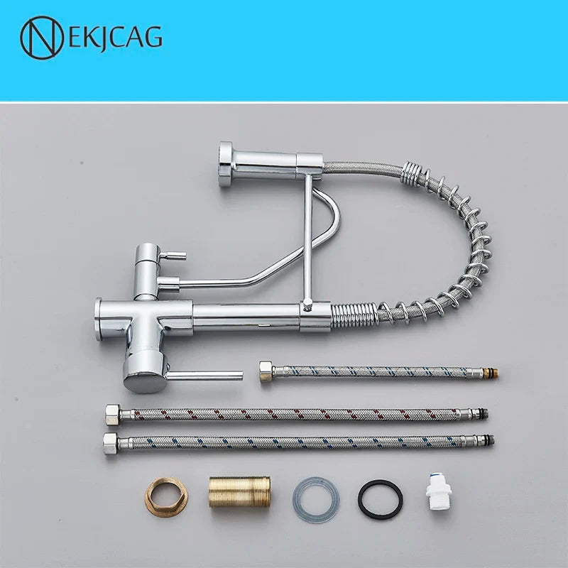Afralia™ Chrome Plated Kitchen Faucet Purification Mixer Hot Cold Deck Install Sink Tap