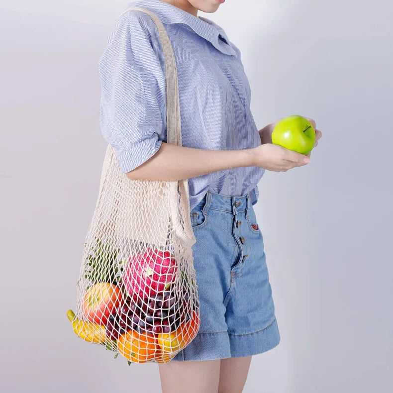 Afralia™ Mesh Net Tote Bag for Shopping & Produce - Reusable & Washable