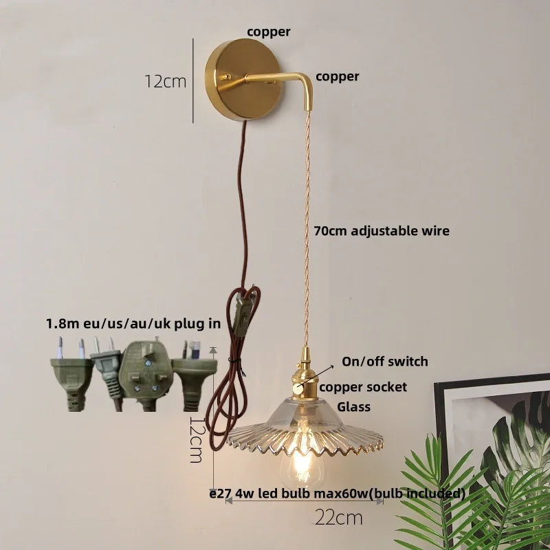 Afralia™ White Glass LED Wall Lamp with Pull Chain Switch - Modern Nordic Design