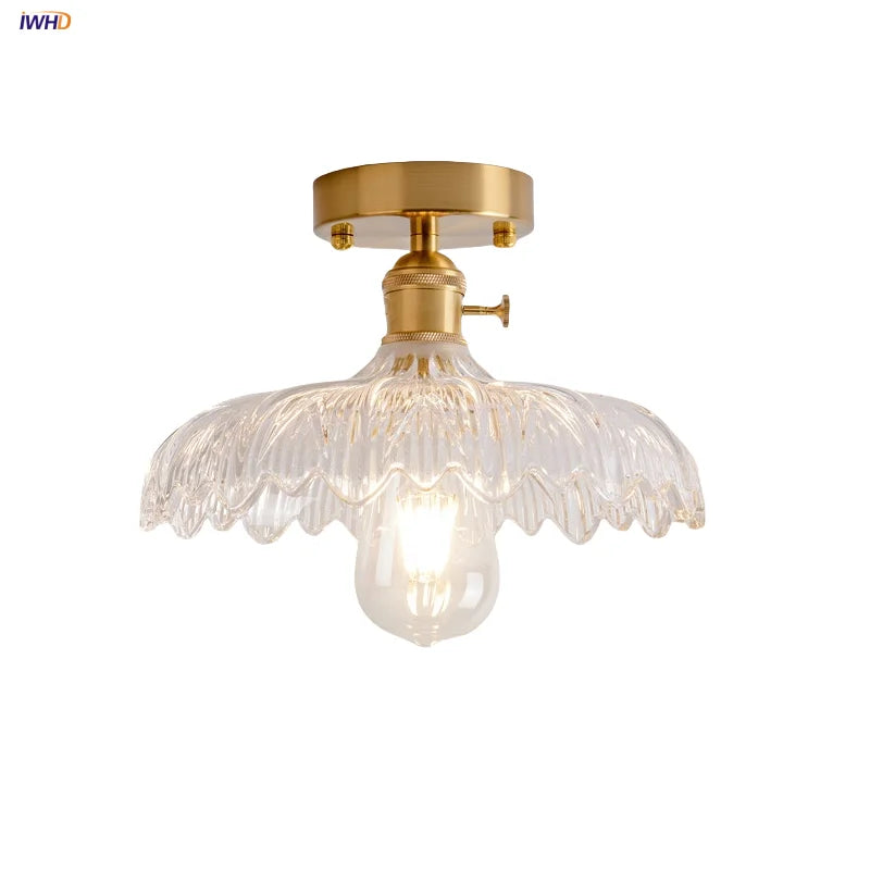 Afralia™ Copper Glass Ceiling Light Modern Nordic Bedroom Aisle Lamp