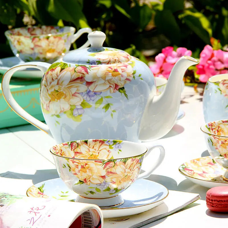 Afralia™ Ceramic Afternoon Tea Set with Spoon - Elegant Tea Cup, Saucer, and Mug Combo