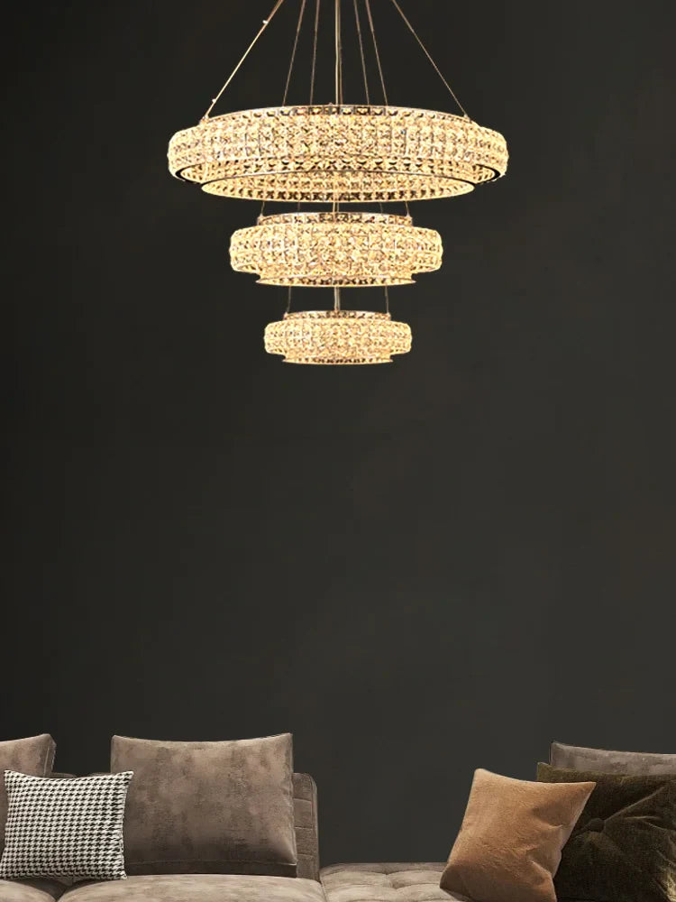 Afralia™ Modern Round Crystal LED Ceiling Lamp for Luxurious Living Room Lighting