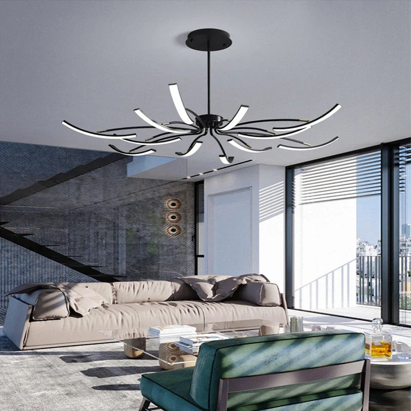 Afralia™ Modern Adjustable LED Ceiling Chandelier - Gold/Black/White for Home Decor
